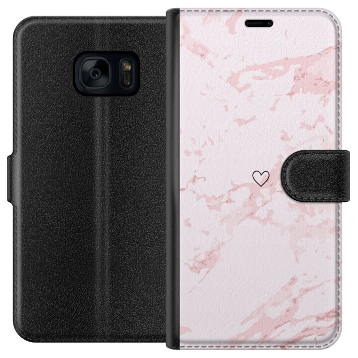 Portemonnee-hoesje voor Samsung Galaxy S7 met Roze Hart ontwerp in de groep SMARTPHONE & TABLETS / Mobielbescherming / Samsung bij TP E-commerce Nordic AB (A63085)