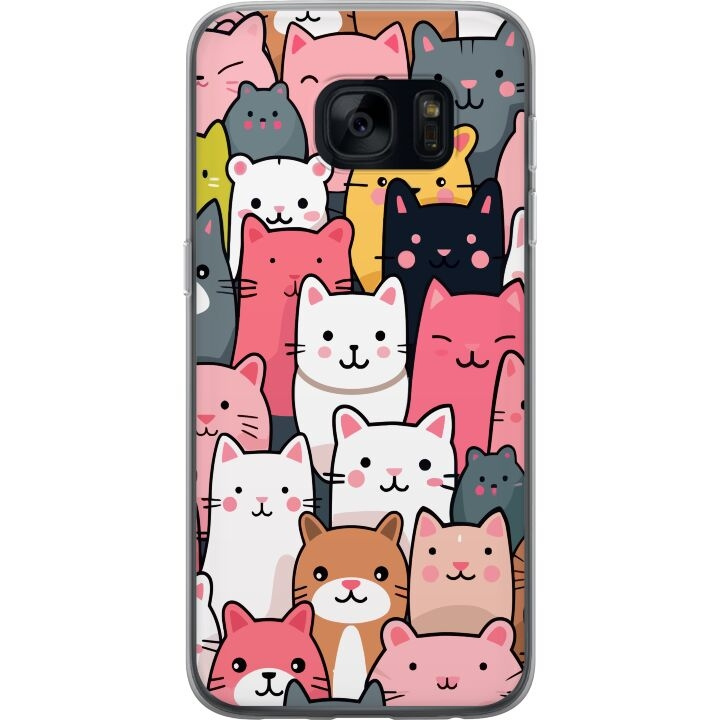 Mobiele hoes voor Samsung Galaxy S7 met Kattenpatroon ontwerp in de groep SMARTPHONE & TABLETS / Mobielbescherming / Samsung bij TP E-commerce Nordic AB (A63097)