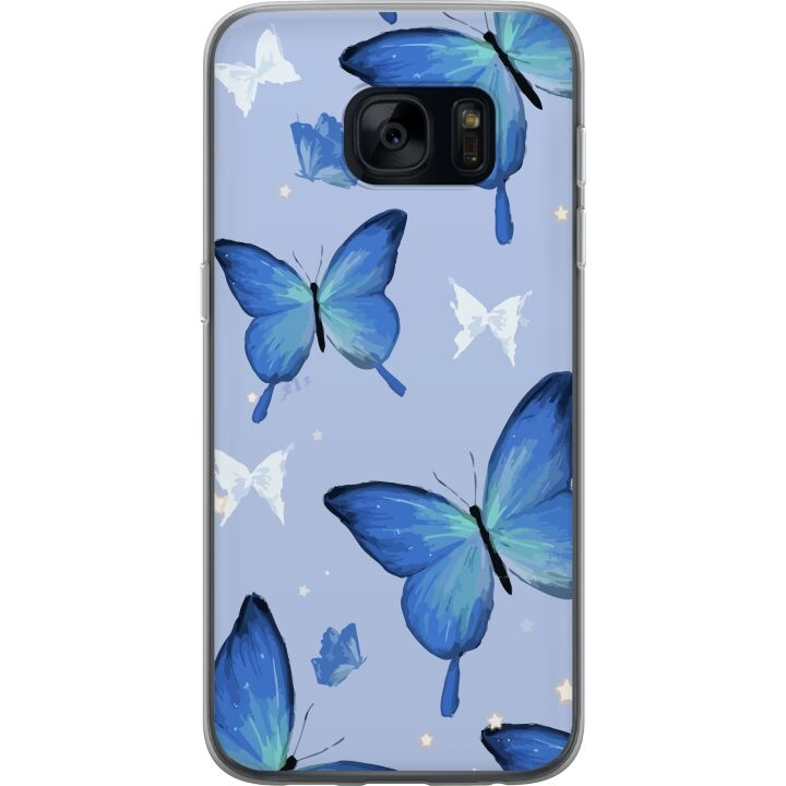 Mobiele hoes voor Samsung Galaxy S7 met Blauwe vlinders ontwerp in de groep SMARTPHONE & TABLETS / Mobielbescherming / Samsung bij TP E-commerce Nordic AB (A63105)