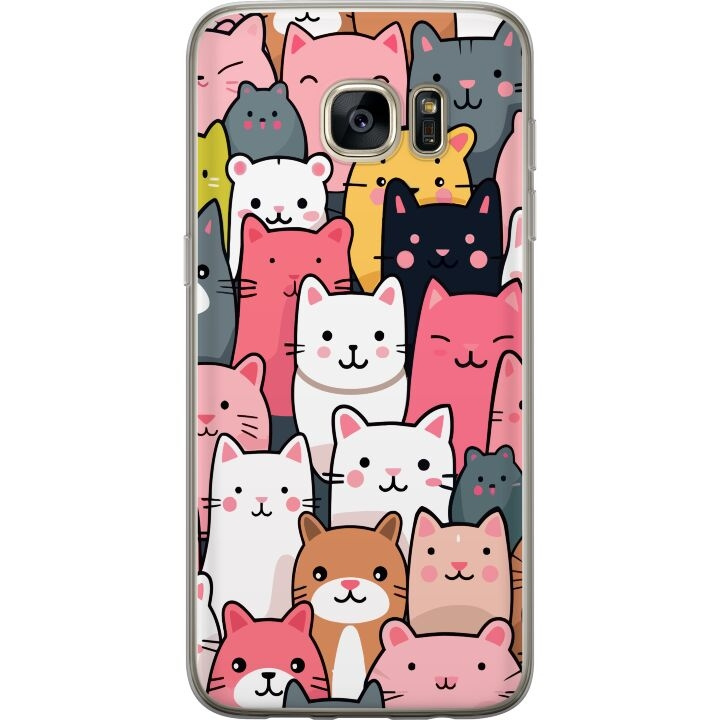 Mobiele hoes voor Samsung Galaxy S7 edge met Kattenpatroon ontwerp in de groep SMARTPHONE & TABLETS / Mobielbescherming / Samsung bij TP E-commerce Nordic AB (A63124)