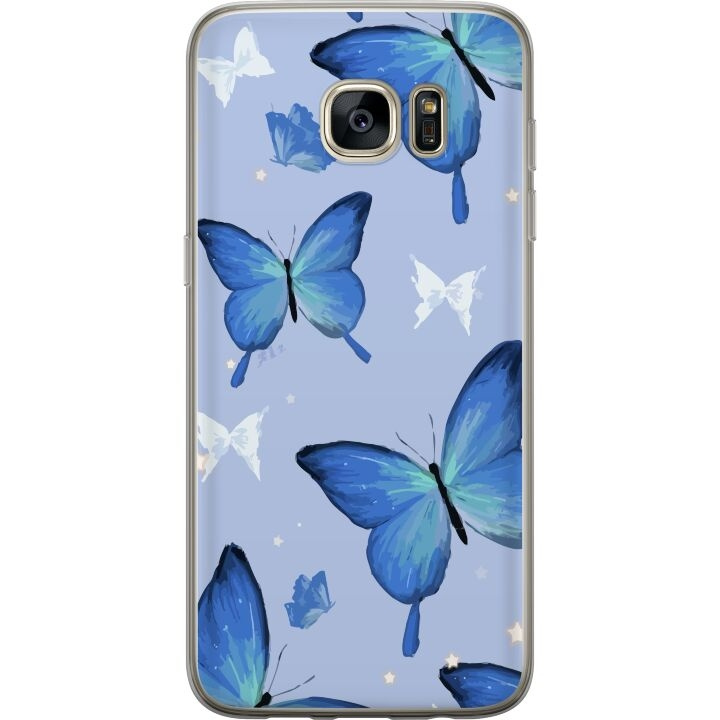 Mobiele hoes voor Samsung Galaxy S7 edge met Blauwe vlinders ontwerp in de groep SMARTPHONE & TABLETS / Mobielbescherming / Samsung bij TP E-commerce Nordic AB (A63132)