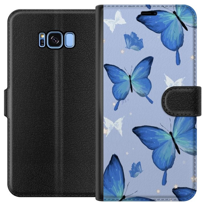 Portemonnee-hoesje voor Samsung Galaxy S8 met Blauwe vlinders ontwerp in de groep SMARTPHONE & TABLETS / Mobielbescherming / Samsung bij TP E-commerce Nordic AB (A63159)