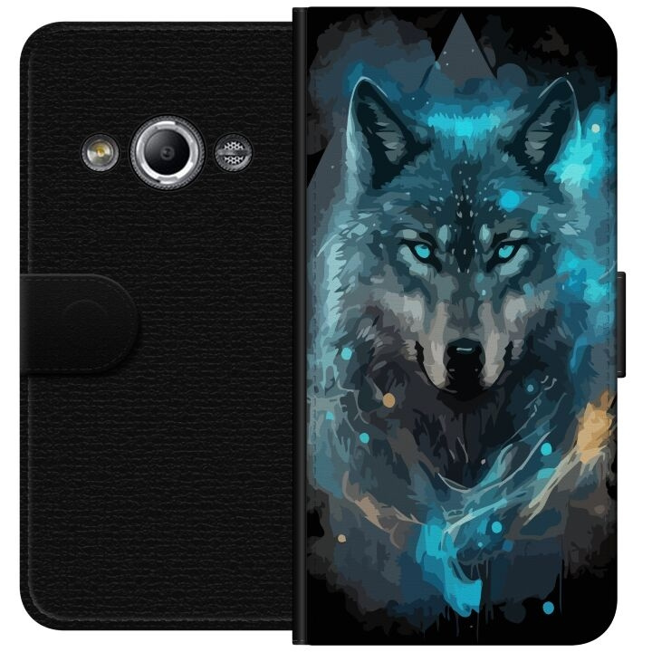 Portemonnee-hoesje voor Samsung Galaxy Xcover 3 met Wolf ontwerp in de groep SMARTPHONE & TABLETS / Mobielbescherming / Samsung bij TP E-commerce Nordic AB (A63337)