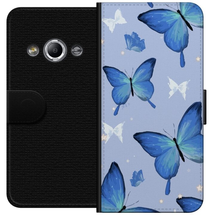 Portemonnee-hoesje voor Samsung Galaxy Xcover 3 met Blauwe vlinders ontwerp in de groep SMARTPHONE & TABLETS / Mobielbescherming / Samsung bij TP E-commerce Nordic AB (A63348)