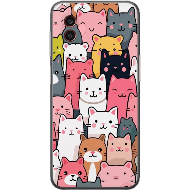 Mobiele hoes voor Samsung Galaxy Xcover6 Pro met Kattenpatroon ontwerp in de groep SMARTPHONE & TABLETS / Mobielbescherming / Samsung bij TP E-commerce Nordic AB (A63475)