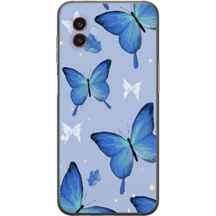 Mobiele hoes voor Samsung Galaxy Xcover6 Pro met Blauwe vlinders ontwerp in de groep SMARTPHONE & TABLETS / Mobielbescherming / Samsung bij TP E-commerce Nordic AB (A63483)