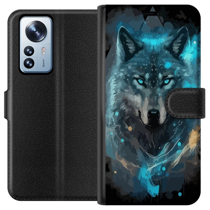 Portemonnee-hoesje voor Xiaomi 12 Pro met Wolf ontwerp in de groep SMARTPHONE & TABLETS / Mobielbescherming / Xiaomi bij TP E-commerce Nordic AB (A63904)