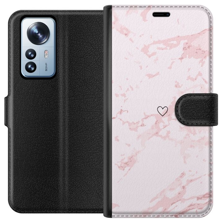 Portemonnee-hoesje voor Xiaomi 12 Pro met Roze Hart ontwerp in de groep SMARTPHONE & TABLETS / Mobielbescherming / Xiaomi bij TP E-commerce Nordic AB (A63922)