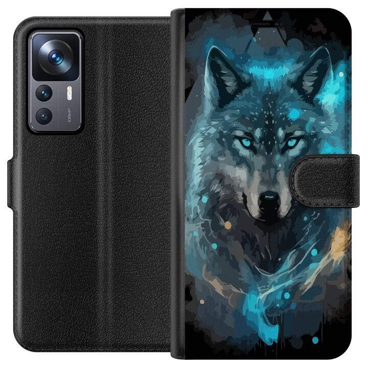 Portemonnee-hoesje voor Xiaomi 12T met Wolf ontwerp in de groep SMARTPHONE & TABLETS / Mobielbescherming / Xiaomi bij TP E-commerce Nordic AB (A63958)