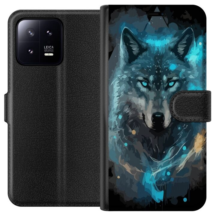 Portemonnee-hoesje voor Xiaomi 13 met Wolf ontwerp in de groep SMARTPHONE & TABLETS / Mobielbescherming / Xiaomi bij TP E-commerce Nordic AB (A64066)