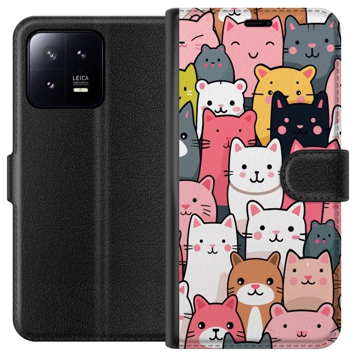 Portemonnee-hoesje voor Xiaomi 13 met Kattenpatroon ontwerp in de groep SMARTPHONE & TABLETS / Mobielbescherming / Xiaomi bij TP E-commerce Nordic AB (A64069)