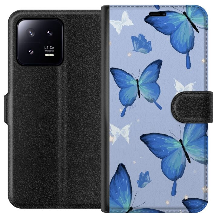 Portemonnee-hoesje voor Xiaomi 13 met Blauwe vlinders ontwerp in de groep SMARTPHONE & TABLETS / Mobielbescherming / Xiaomi bij TP E-commerce Nordic AB (A64077)