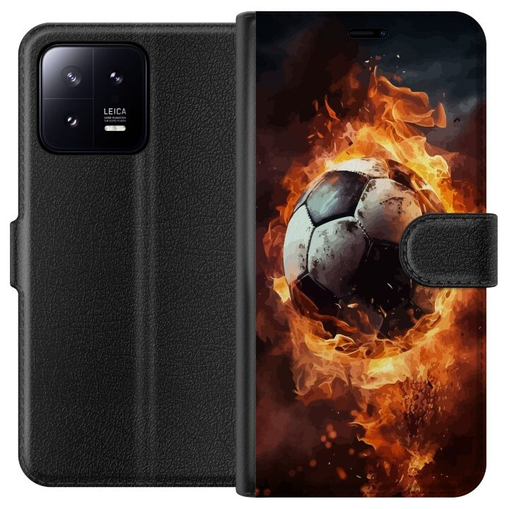 Portemonnee-hoesje voor Xiaomi 13 met Voetbal ontwerp in de groep SMARTPHONE & TABLETS / Mobielbescherming / Xiaomi bij TP E-commerce Nordic AB (A64082)