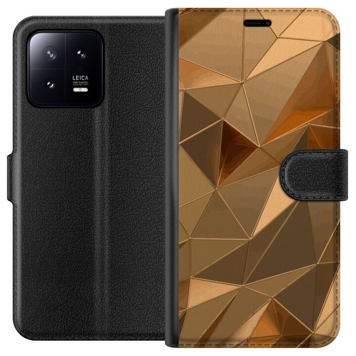 Portemonnee-hoesje voor Xiaomi 13 met 3D Goud ontwerp in de groep SMARTPHONE & TABLETS / Mobielbescherming / Xiaomi bij TP E-commerce Nordic AB (A64085)