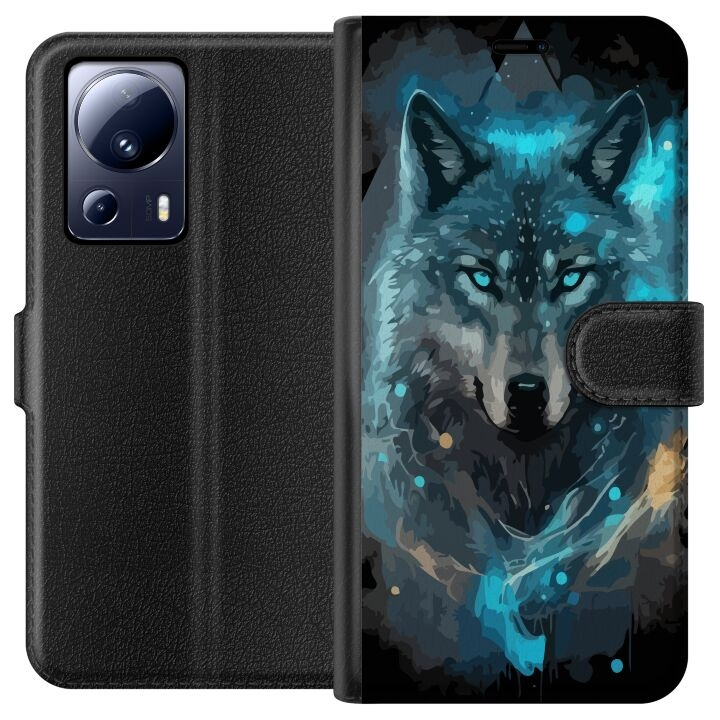 Portemonnee-hoesje voor Xiaomi 13 Lite met Wolf ontwerp in de groep SMARTPHONE & TABLETS / Mobielbescherming / Xiaomi bij TP E-commerce Nordic AB (A64120)