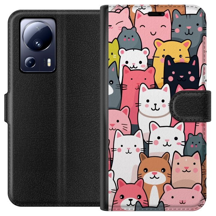 Portemonnee-hoesje voor Xiaomi 13 Lite met Kattenpatroon ontwerp in de groep SMARTPHONE & TABLETS / Mobielbescherming / Xiaomi bij TP E-commerce Nordic AB (A64123)