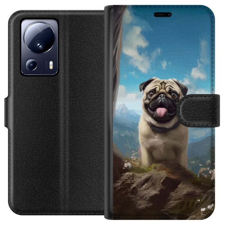 Portemonnee-hoesje voor Xiaomi 13 Lite met Blije Hond ontwerp in de groep SMARTPHONE & TABLETS / Mobielbescherming / Xiaomi bij TP E-commerce Nordic AB (A64133)