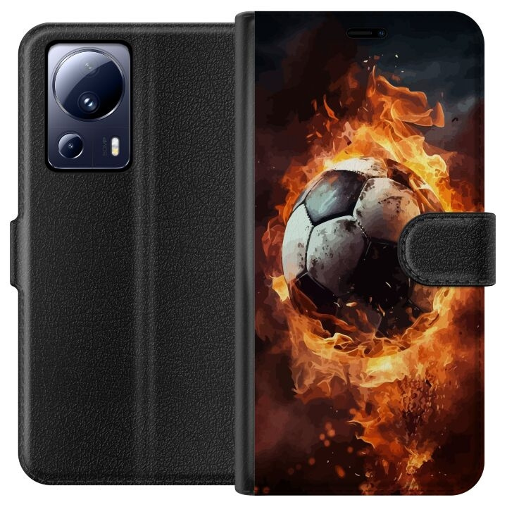 Portemonnee-hoesje voor Xiaomi 13 Lite met Voetbal ontwerp in de groep SMARTPHONE & TABLETS / Mobielbescherming / Xiaomi bij TP E-commerce Nordic AB (A64136)