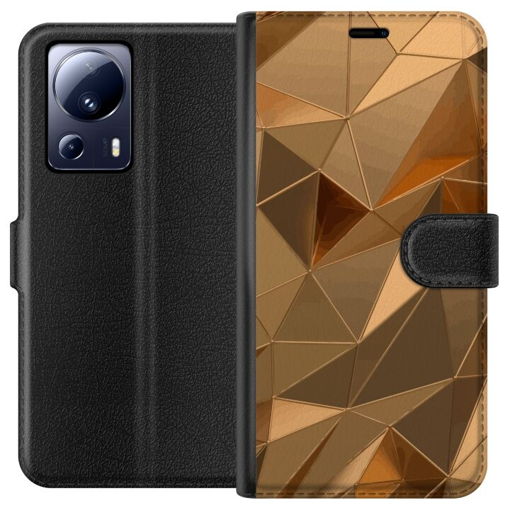 Portemonnee-hoesje voor Xiaomi 13 Lite met 3D Goud ontwerp in de groep SMARTPHONE & TABLETS / Mobielbescherming / Xiaomi bij TP E-commerce Nordic AB (A64139)