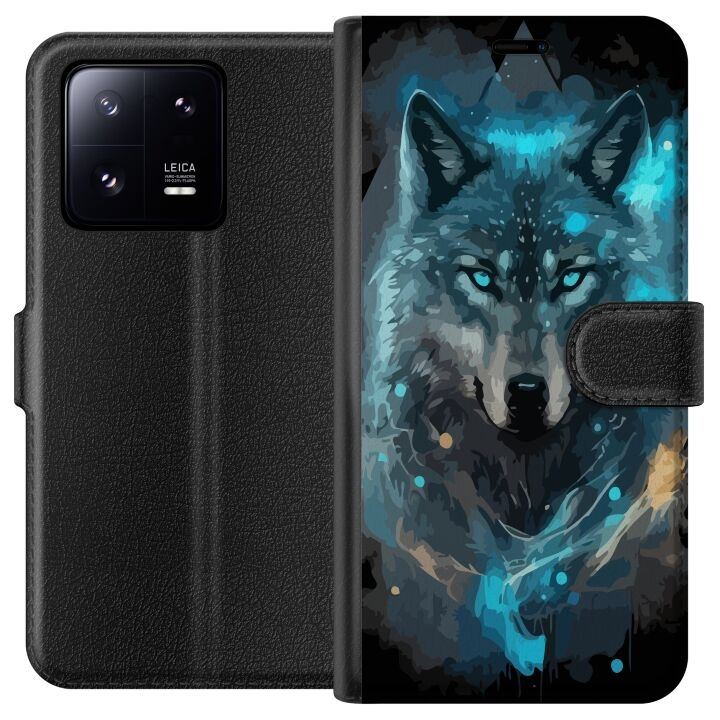 Portemonnee-hoesje voor Xiaomi 13 Pro met Wolf ontwerp in de groep SMARTPHONE & TABLETS / Mobielbescherming / Xiaomi bij TP E-commerce Nordic AB (A64174)