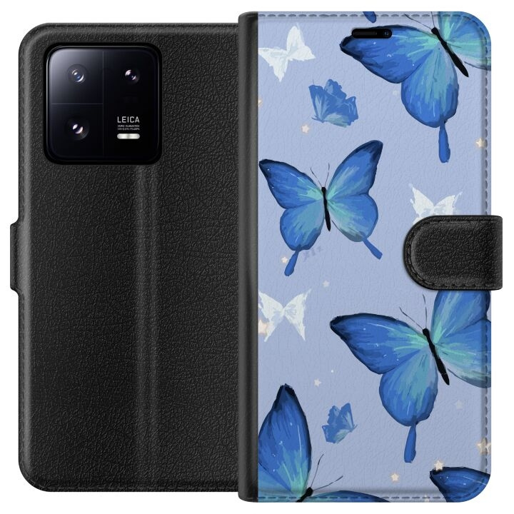 Portemonnee-hoesje voor Xiaomi 13 Pro met Blauwe vlinders ontwerp in de groep SMARTPHONE & TABLETS / Mobielbescherming / Xiaomi bij TP E-commerce Nordic AB (A64185)