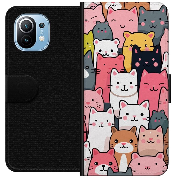 Portemonnee-hoesje voor Xiaomi Mi 11 met Kattenpatroon ontwerp in de groep SMARTPHONE & TABLETS / Mobielbescherming / Xiaomi bij TP E-commerce Nordic AB (A64744)