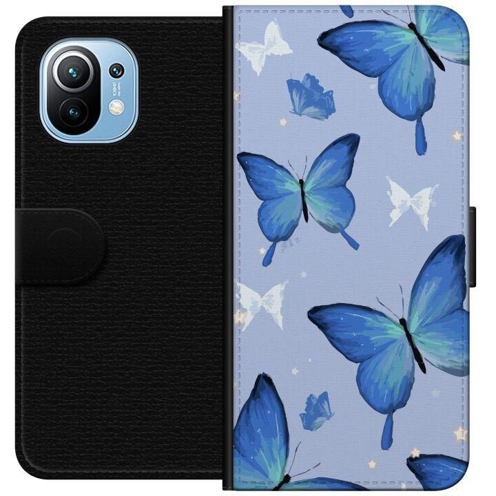 Portemonnee-hoesje voor Xiaomi Mi 11 met Blauwe vlinders ontwerp in de groep SMARTPHONE & TABLETS / Mobielbescherming / Xiaomi bij TP E-commerce Nordic AB (A64752)