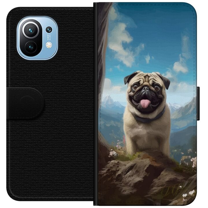 Portemonnee-hoesje voor Xiaomi Mi 11 met Blije Hond ontwerp in de groep SMARTPHONE & TABLETS / Mobielbescherming / Xiaomi bij TP E-commerce Nordic AB (A64754)