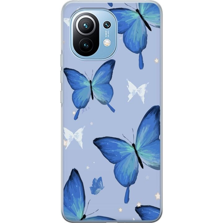 Mobiele hoes voor Xiaomi Mi 11 met Blauwe vlinders ontwerp in de groep SMARTPHONE & TABLETS / Mobielbescherming / Xiaomi bij TP E-commerce Nordic AB (A64779)