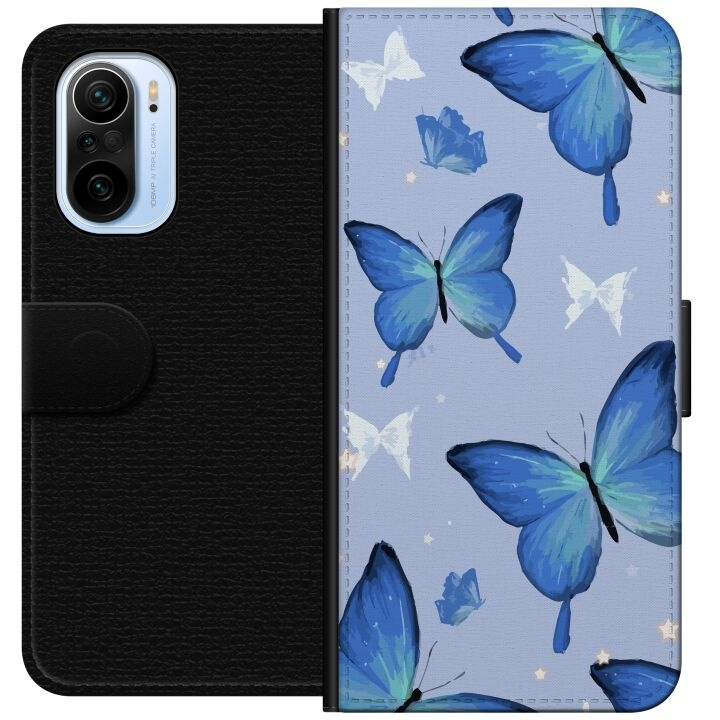 Portemonnee-hoesje voor Xiaomi Mi 11i met Blauwe vlinders ontwerp in de groep SMARTPHONE & TABLETS / Mobielbescherming / Xiaomi bij TP E-commerce Nordic AB (A64806)