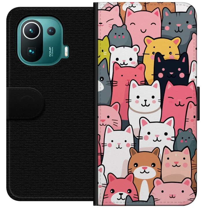 Portemonnee-hoesje voor Xiaomi Mi 11 Pro met Kattenpatroon ontwerp in de groep SMARTPHONE & TABLETS / Mobielbescherming / Xiaomi bij TP E-commerce Nordic AB (A64906)