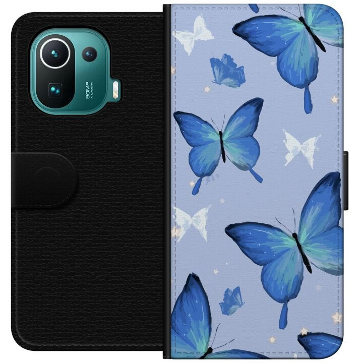 Portemonnee-hoesje voor Xiaomi Mi 11 Pro met Blauwe vlinders ontwerp in de groep SMARTPHONE & TABLETS / Mobielbescherming / Xiaomi bij TP E-commerce Nordic AB (A64914)