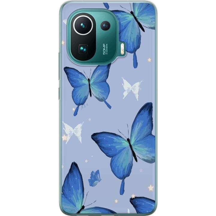 Mobiele hoes voor Xiaomi Mi 11 Pro met Blauwe vlinders ontwerp in de groep SMARTPHONE & TABLETS / Mobielbescherming / Xiaomi bij TP E-commerce Nordic AB (A64941)