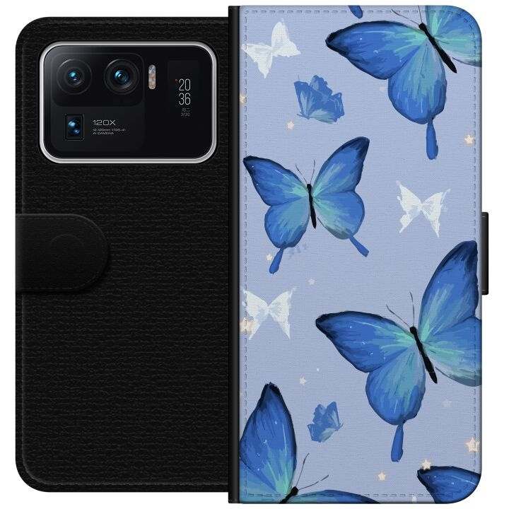 Portemonnee-hoesje voor Xiaomi Mi 11 Ultra met Blauwe vlinders ontwerp in de groep SMARTPHONE & TABLETS / Mobielbescherming / Xiaomi bij TP E-commerce Nordic AB (A64968)