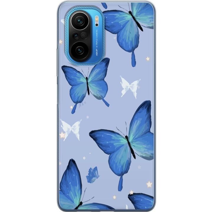 Mobiele hoes voor Xiaomi Poco F3 met Blauwe vlinders ontwerp in de groep SMARTPHONE & TABLETS / Mobielbescherming / Xiaomi bij TP E-commerce Nordic AB (A65238)