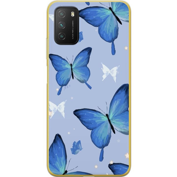 Mobiele hoes voor Xiaomi Poco M3 met Blauwe vlinders ontwerp in de groep SMARTPHONE & TABLETS / Mobielbescherming / Xiaomi bij TP E-commerce Nordic AB (A65319)