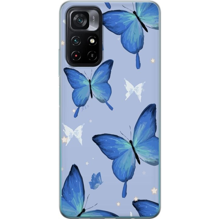 Mobiele hoes voor Xiaomi Poco M4 Pro 5G met Blauwe vlinders ontwerp in de groep SMARTPHONE & TABLETS / Mobielbescherming / Xiaomi bij TP E-commerce Nordic AB (A65346)