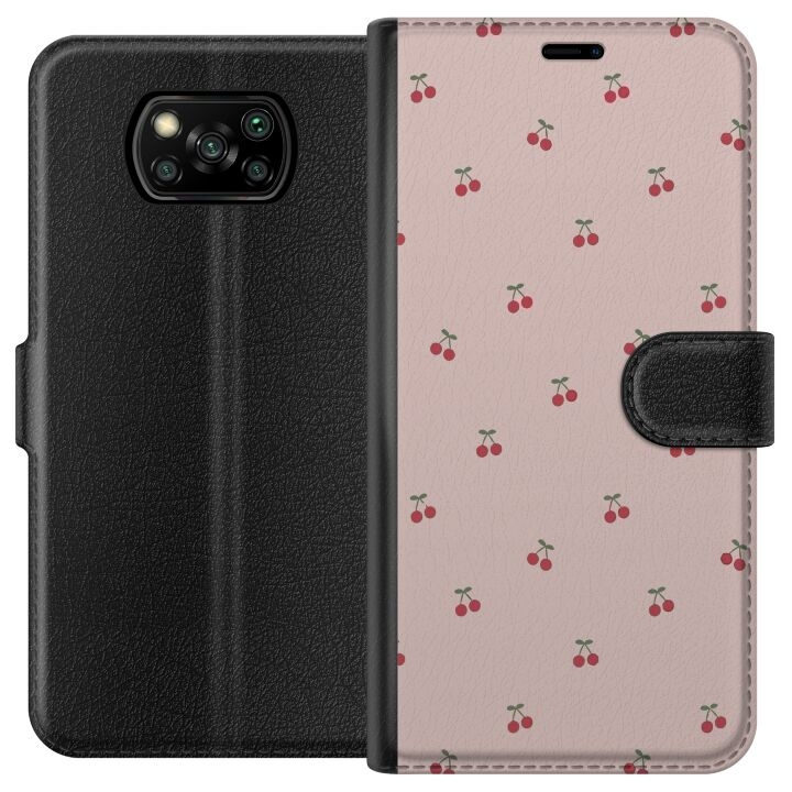 Portemonnee-hoesje voor Xiaomi Poco X3 NFC met Kersen ontwerp in de groep SMARTPHONE & TABLETS / Mobielbescherming / Xiaomi bij TP E-commerce Nordic AB (A65364)