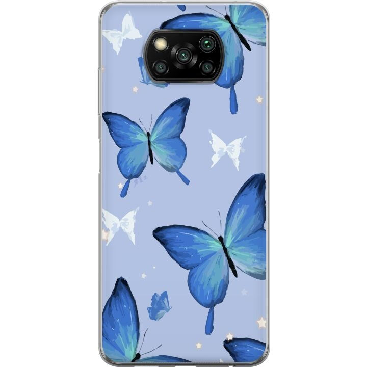 Mobiele hoes voor Xiaomi Poco X3 NFC met Blauwe vlinders ontwerp in de groep SMARTPHONE & TABLETS / Mobielbescherming / Xiaomi bij TP E-commerce Nordic AB (A65400)