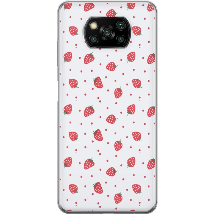 Mobiele hoes voor Xiaomi Poco X3 NFC met Aardbeien ontwerp in de groep SMARTPHONE & TABLETS / Mobielbescherming / Xiaomi bij TP E-commerce Nordic AB (A65401)