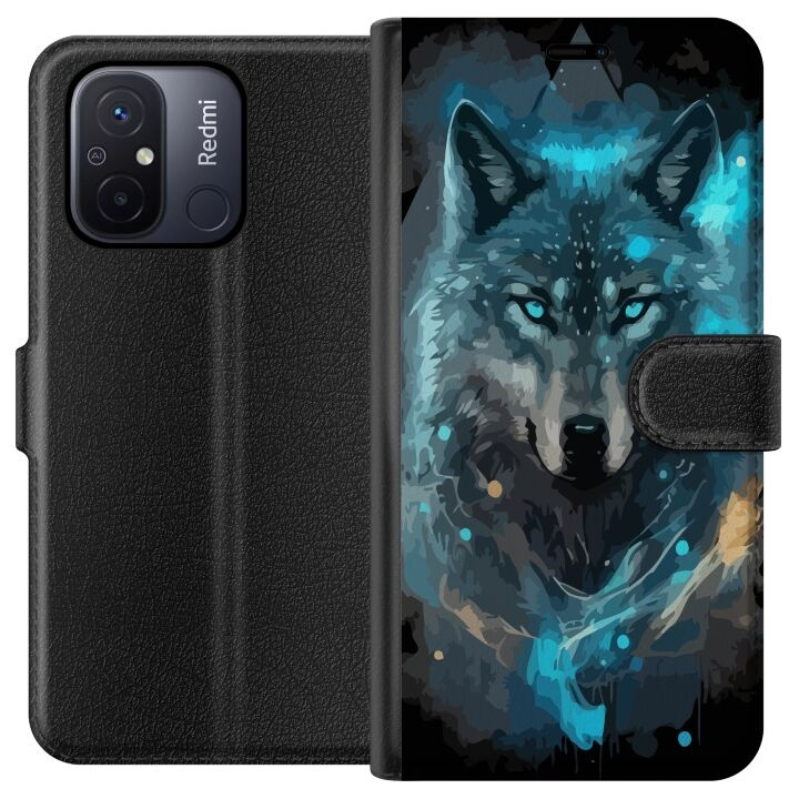 Portemonnee-hoesje voor Xiaomi Redmi 12C met Wolf ontwerp in de groep SMARTPHONE & TABLETS / Mobielbescherming / Xiaomi bij TP E-commerce Nordic AB (A65551)