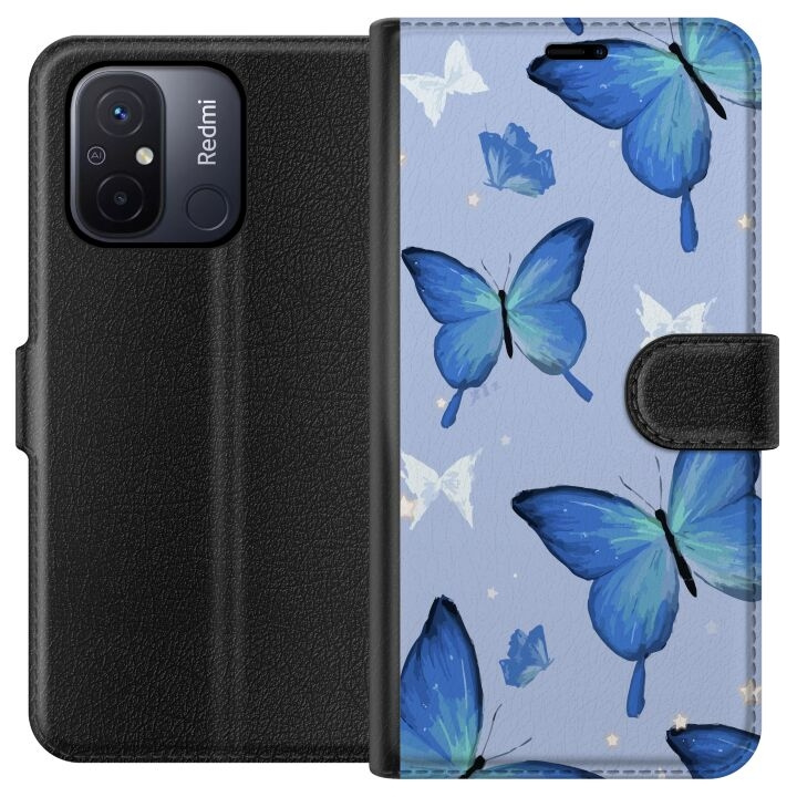 Portemonnee-hoesje voor Xiaomi Redmi 12C met Blauwe vlinders ontwerp in de groep SMARTPHONE & TABLETS / Mobielbescherming / Xiaomi bij TP E-commerce Nordic AB (A65562)