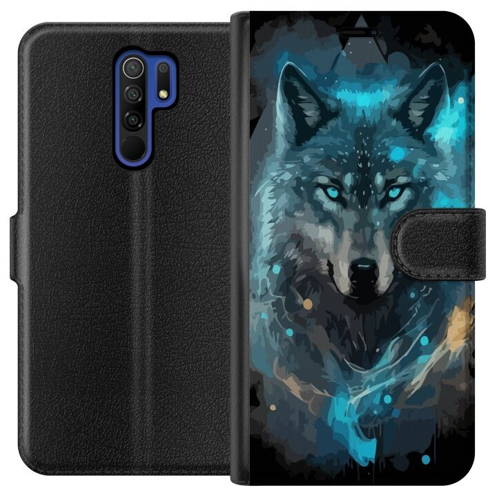 Portemonnee-hoesje voor Xiaomi Redmi 9 met Wolf ontwerp in de groep SMARTPHONE & TABLETS / Mobielbescherming / Xiaomi bij TP E-commerce Nordic AB (A65632)