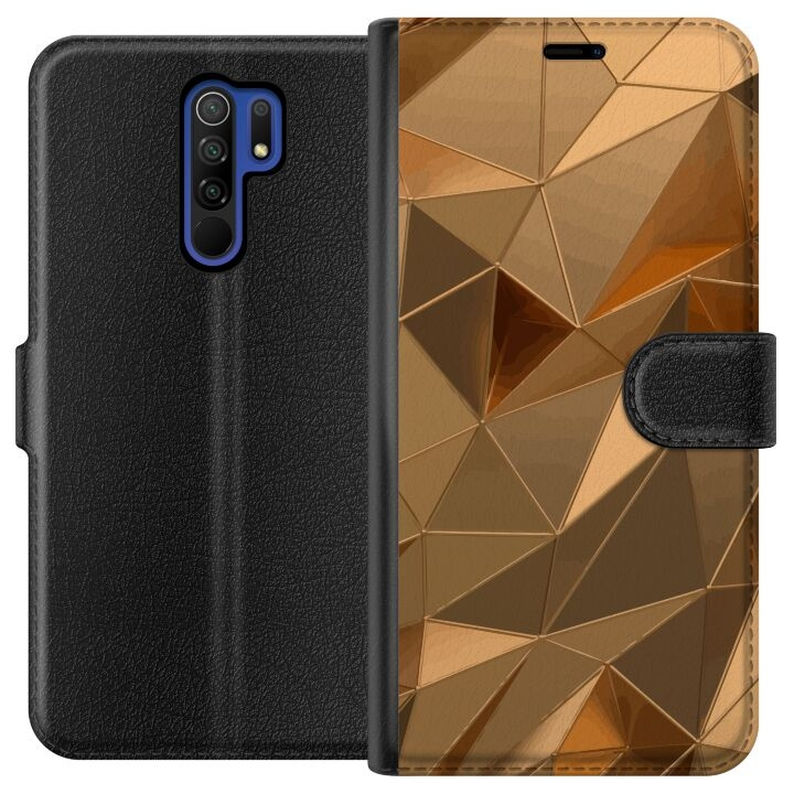 Portemonnee-hoesje voor Xiaomi Redmi 9 met 3D Goud ontwerp in de groep SMARTPHONE & TABLETS / Mobielbescherming / Xiaomi bij TP E-commerce Nordic AB (A65651)