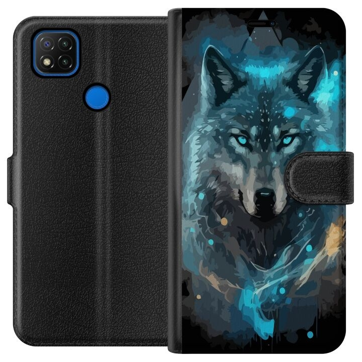 Portemonnee-hoesje voor Xiaomi Redmi 9C met Wolf ontwerp in de groep SMARTPHONE & TABLETS / Mobielbescherming / Xiaomi bij TP E-commerce Nordic AB (A65767)