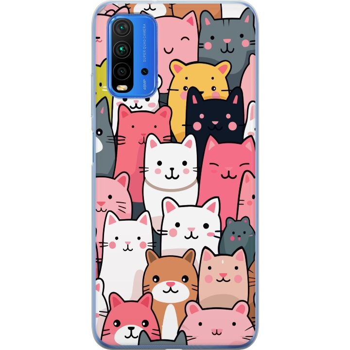 Mobiele hoes voor Xiaomi Redmi 9T met Kattenpatroon ontwerp in de groep SMARTPHONE & TABLETS / Mobielbescherming / Xiaomi bij TP E-commerce Nordic AB (A65851)