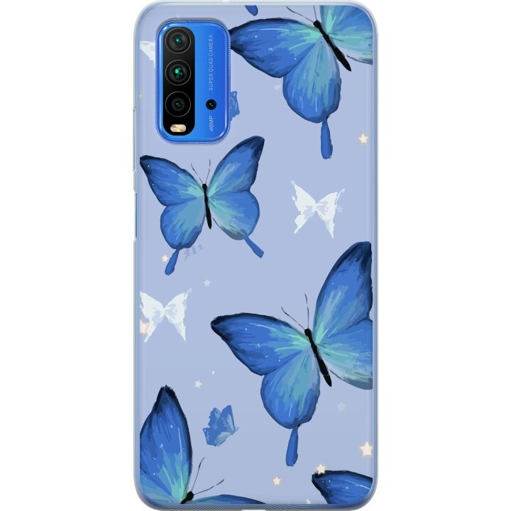 Mobiele hoes voor Xiaomi Redmi 9T met Blauwe vlinders ontwerp in de groep SMARTPHONE & TABLETS / Mobielbescherming / Xiaomi bij TP E-commerce Nordic AB (A65859)