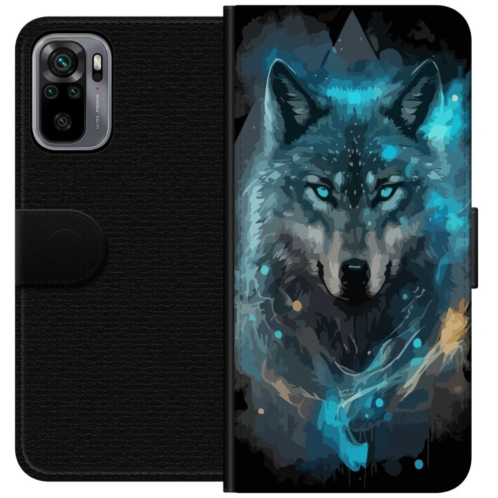 Portemonnee-hoesje voor Xiaomi Redmi Note 10S met Wolf ontwerp in de groep SMARTPHONE & TABLETS / Mobielbescherming / Xiaomi bij TP E-commerce Nordic AB (A66010)