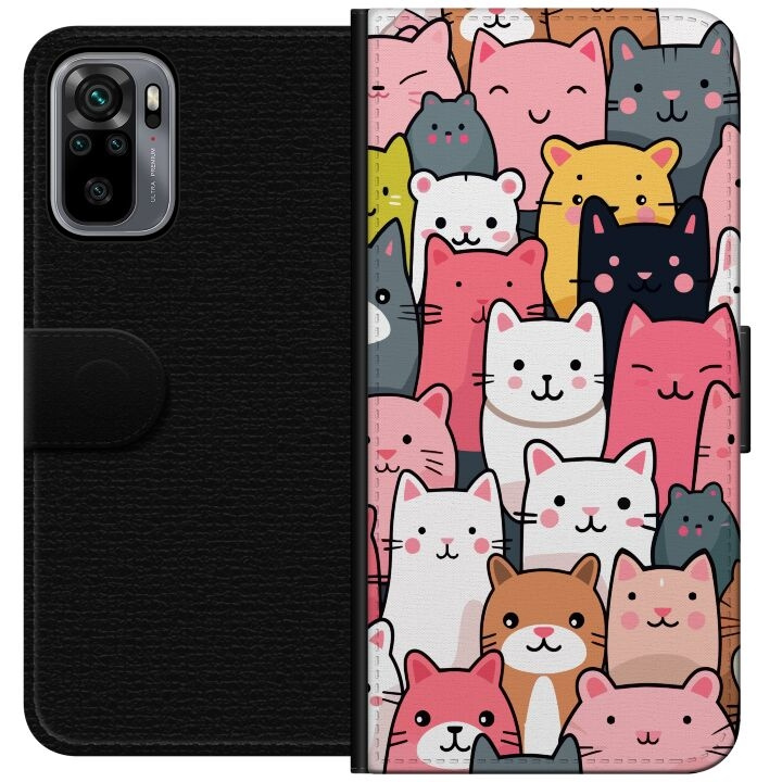 Portemonnee-hoesje voor Xiaomi Redmi Note 10S met Kattenpatroon ontwerp in de groep SMARTPHONE & TABLETS / Mobielbescherming / Xiaomi bij TP E-commerce Nordic AB (A66013)