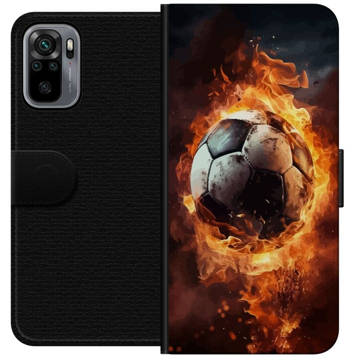 Portemonnee-hoesje voor Xiaomi Redmi Note 10S met Voetbal ontwerp in de groep SMARTPHONE & TABLETS / Mobielbescherming / Xiaomi bij TP E-commerce Nordic AB (A66026)